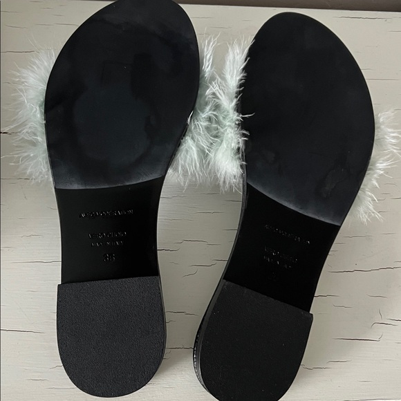 Luxury Feather Slide Sandals Light Blue Made in Italy NWT Size 36 (Women’s 5) - Picture 5 of 6